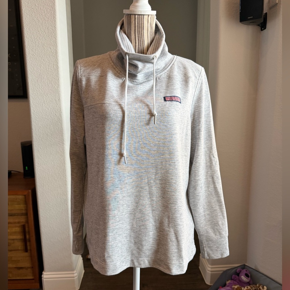 Vineyard Vines Gray Cowl Neck Pullover Sweater medium stripes - Picture 3 of 14